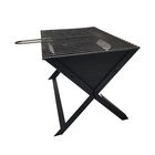 Black Carbon Steel 1.0mm Foldable Charcoal BBQ Grill With Grid