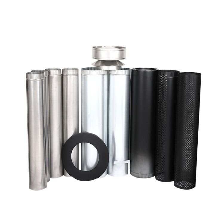 Ceiling Class A Double Wall Chimney Pipe Fireproof Silver Metal Color Without Insulation