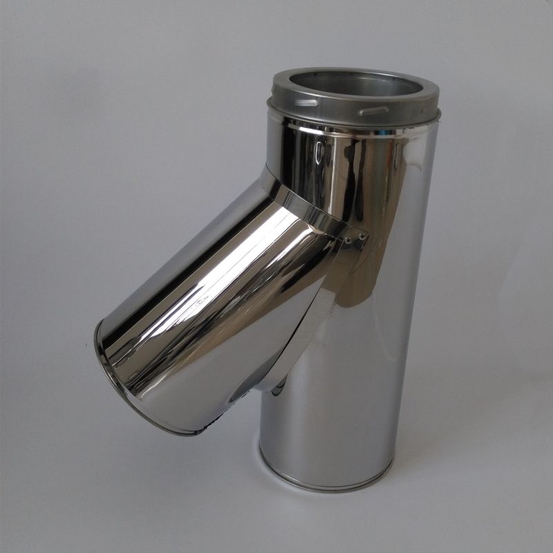 6 Inches Double Wall Stainless Steel Chimney Pipe 135 Degree Tee Including Drain Cap
