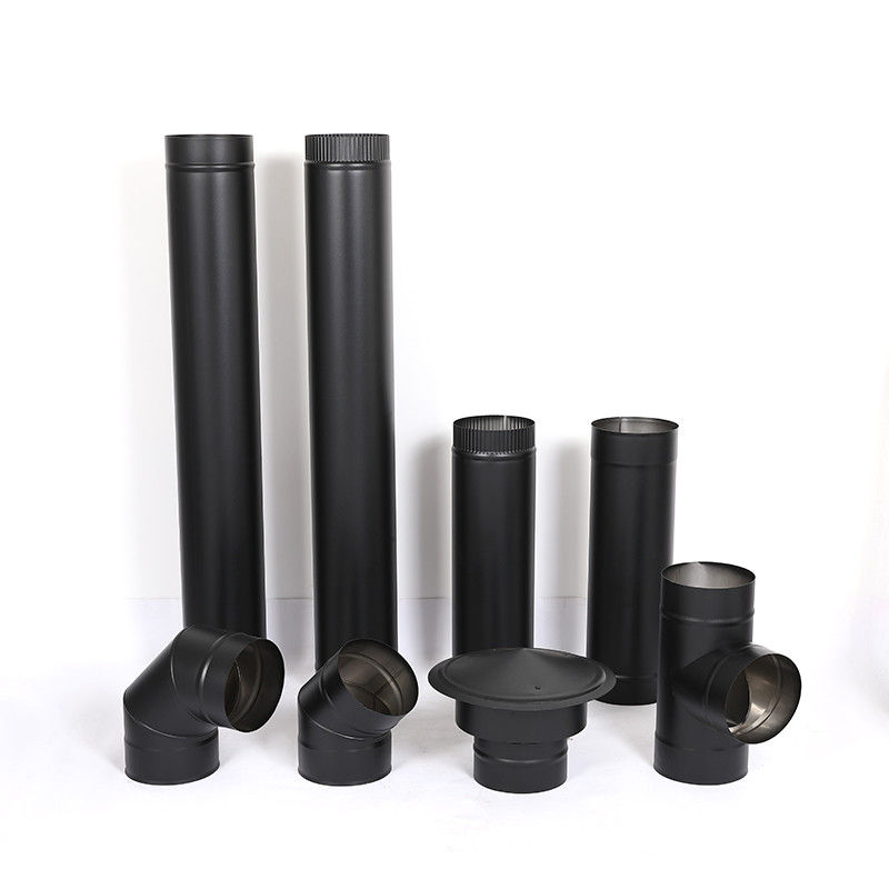 Single Wall 6 Inch Black Stove Pipe Stainless Steel Chimney Flue Kits Stainless Steel Chimney Pipe Kits