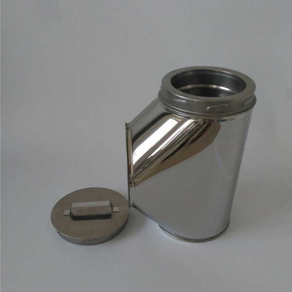 Durable Stainless Steel Double Wall Chimney Pipe Tee With Cap 0.5 Mm Thickness